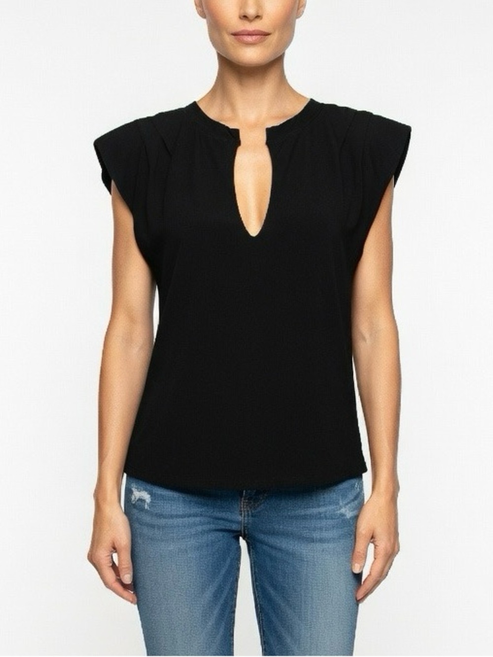 Frame Black V Neck Structured Tee